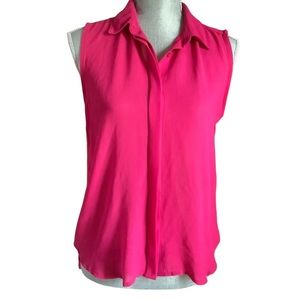 sparkle & fade sleeveless high low top raspberry button up blouse size small